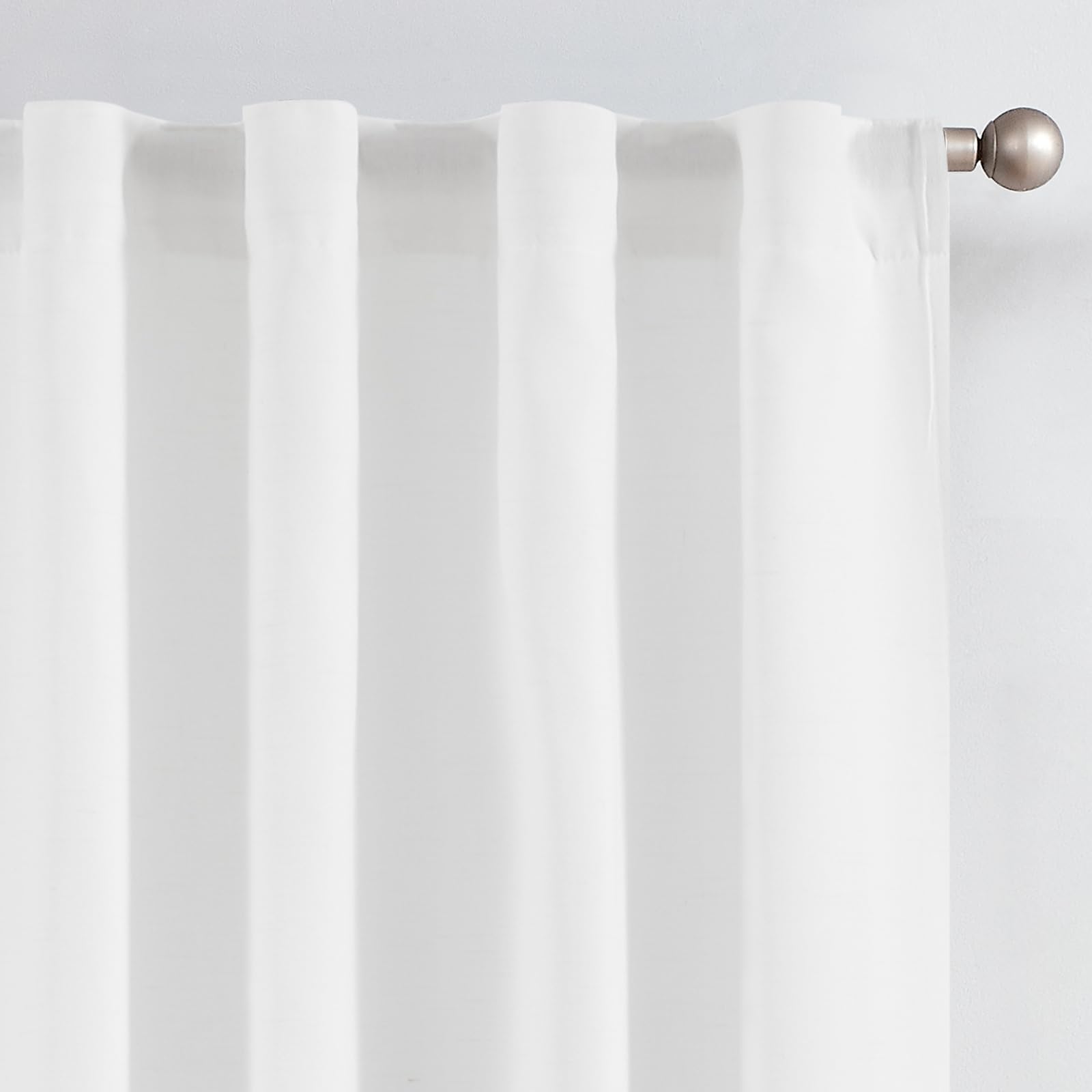 Linen Curtains for Living Room Bedroom 84 Inches Long Thick Linen Textured Beige Curtains Light Filtering Natural Semi Sheer Farmhouse Window Drapes, Country Rustic Drapes 2 Panels Back Tab/Rod Pocket