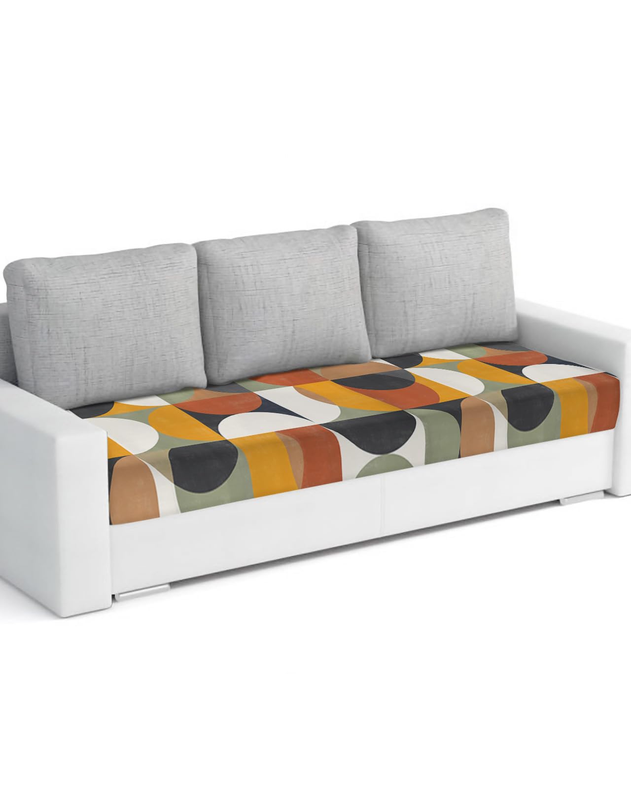 Couch Cushion Covers Mid Century Geometric Stretch Sofa Cushion Slipcovers Abstract Modern Retro Soft Sofa Cover Elastic Non-Slip Sofa Seat Cover Furniture Protector Small 3pcs