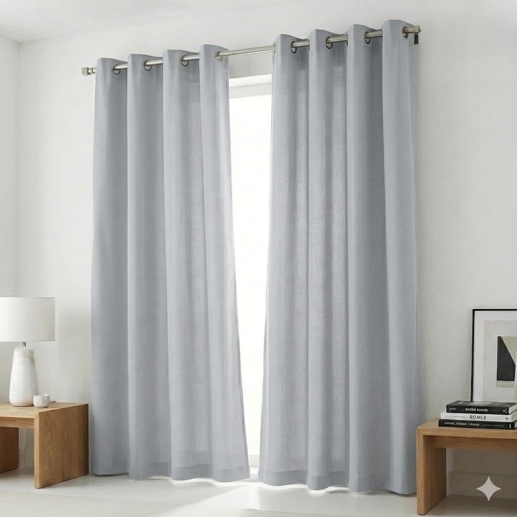 Cotton Curtains Long Durable Grommet with 2 panels 84 LengthX50 Width Inches Black/White|Sheer Backdrop Window Curtain|Livingroom|Bedroom|Kitchen Decor Soft Pre-Washed Semi Black-out| Shading Drapes
