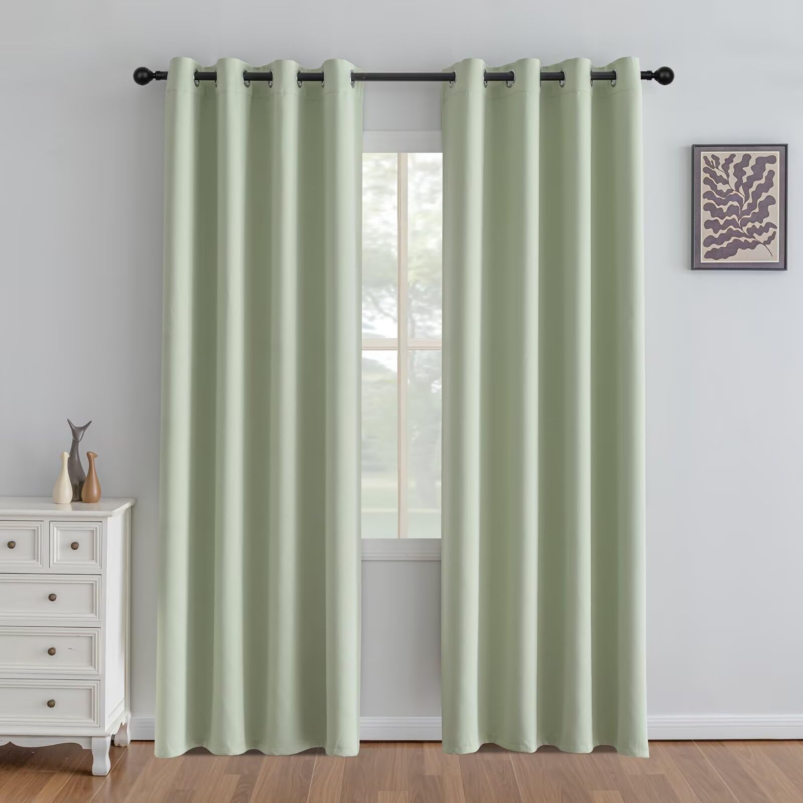 IGEMAEVE Cream Curtains 108 Inch Length 2 Panels Set, Light Filtering Curtains for Living Room 108 Inch Long, Grommet Energy Saving Semi Sheer Drapes for Bedroom Window(W52 x L108)