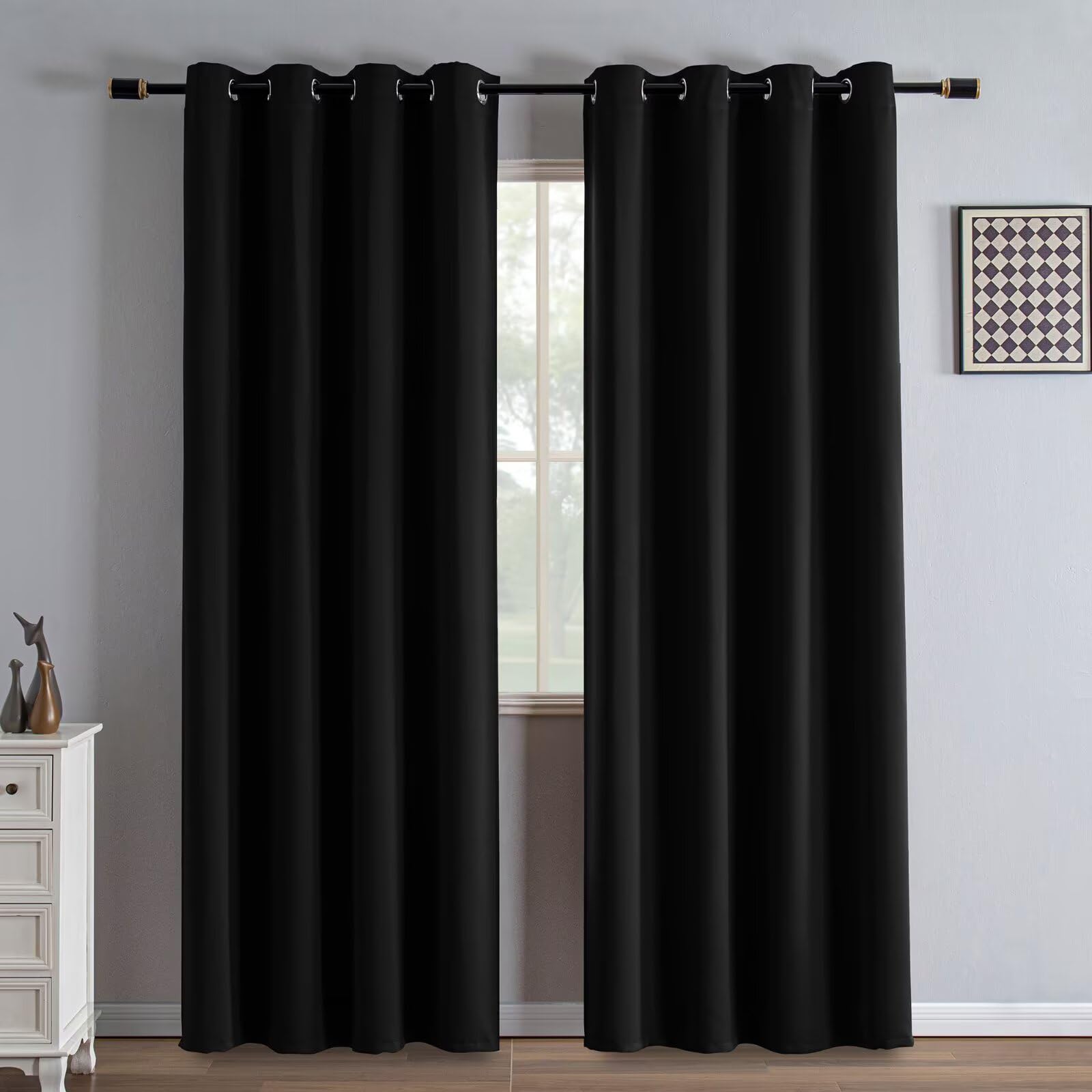 IGEMAEVE Cream Curtains 108 Inch Length 2 Panels Set, Light Filtering Curtains for Living Room 108 Inch Long, Grommet Energy Saving Semi Sheer Drapes for Bedroom Window(W52 x L108)