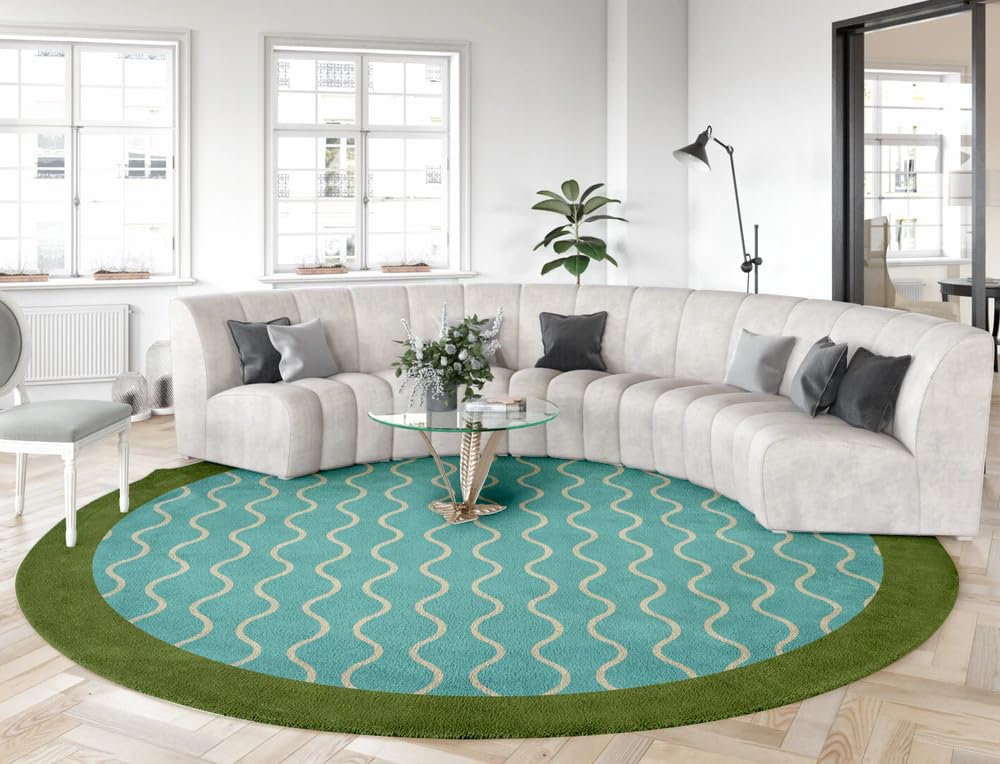 Minimalist Modern Round Area Rug 7ft Tan Brown Washable Large Round Rugs for Bedroom Living Room Diningroom Non Skid Circle Carpet Nordic Solid Decor Hallway Farmhouse Stain Resistant Floor Mat