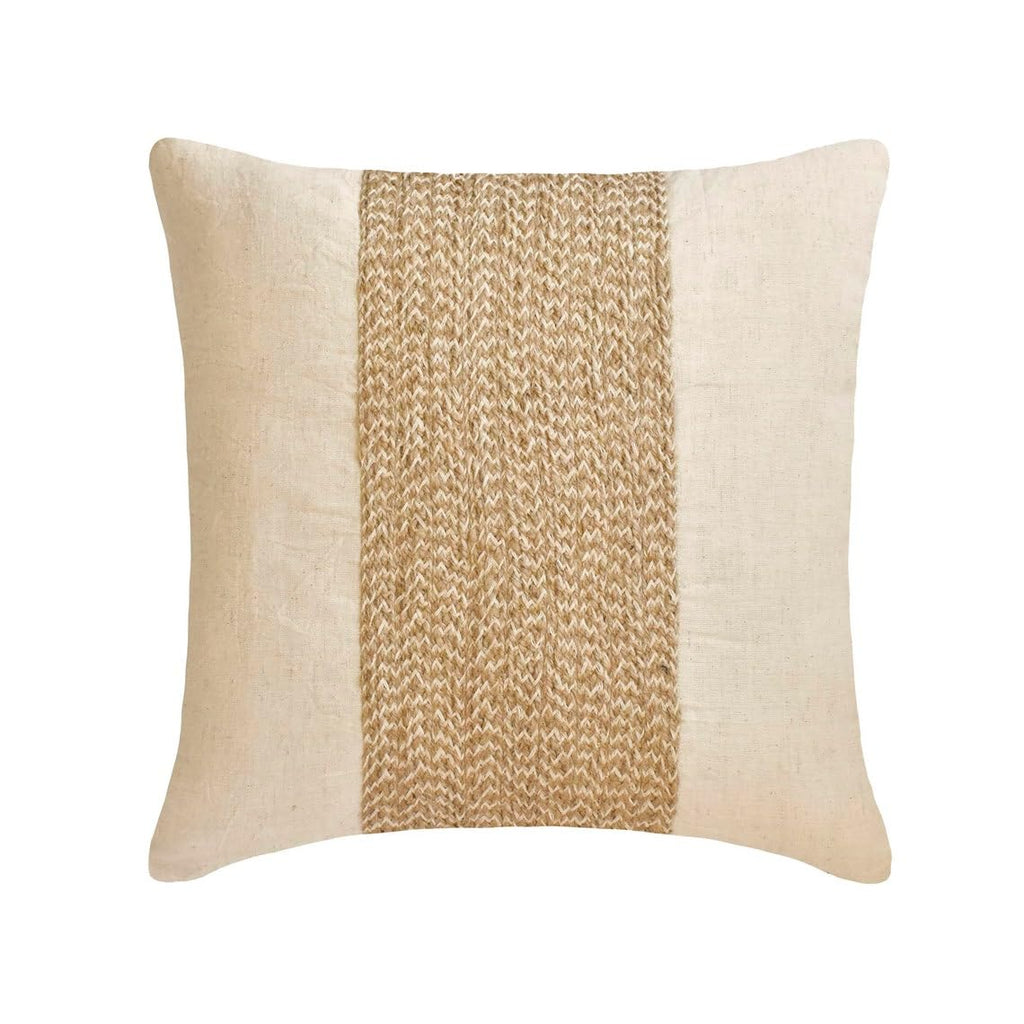 The HomeCentric Decorative Pillow Covers Beige Pack of 2, 20"x20" (50x50 cm) Linen Embroidery Cushion Covers for Sofa, Geometric Modern Style - Juliette