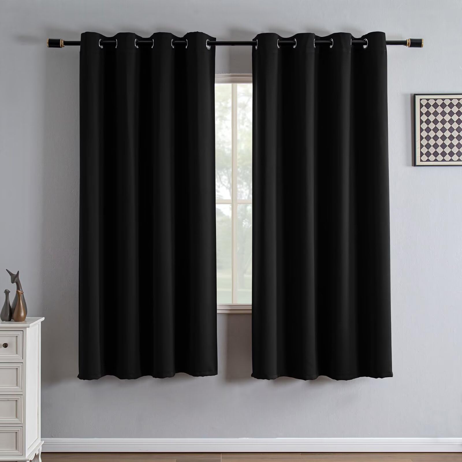 IGEMAEVE Cream Curtains 108 Inch Length 2 Panels Set, Light Filtering Curtains for Living Room 108 Inch Long, Grommet Energy Saving Semi Sheer Drapes for Bedroom Window(W52 x L108)