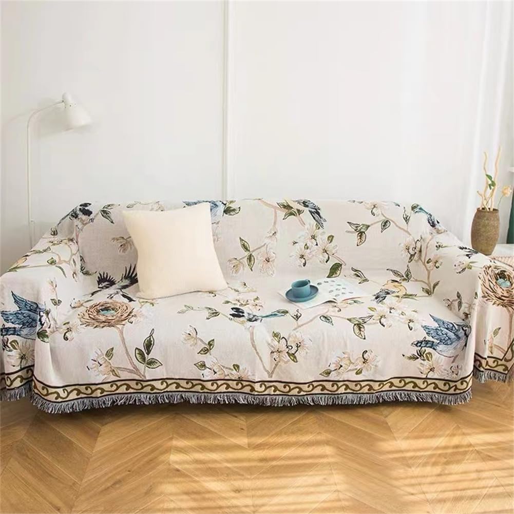 VClife Boho Couch Cover, Washable Sofa Cover for Dog, Non Slip Couch Covers for 3 Cushion Couch, Modern Khaki Creamy White Geometric Sofa Slipcovers Multi-Functional Furniture Protector 71'' x 134''