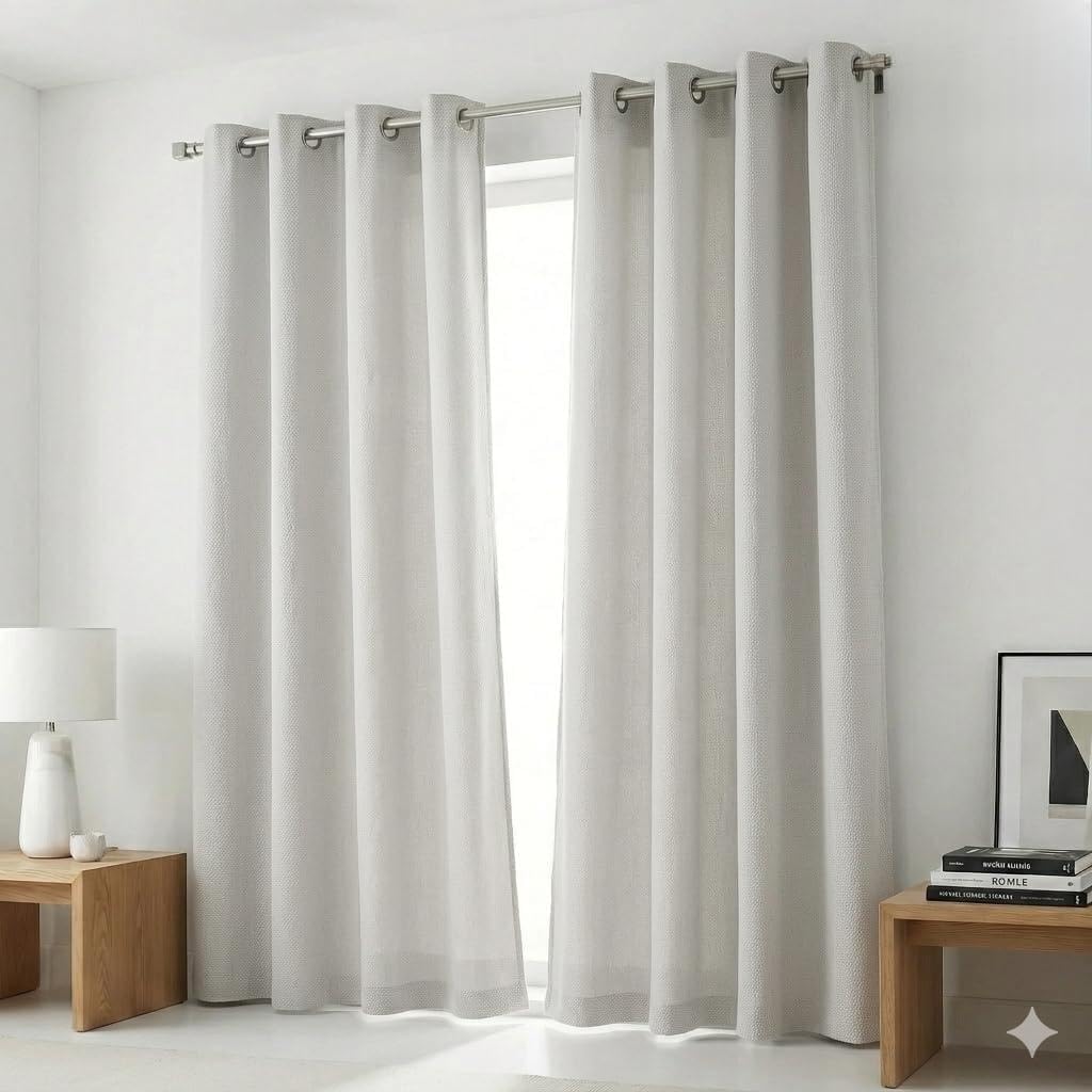 Cotton Curtains Long Durable Grommet with 2 panels 84 LengthX50 Width Inches Black/White|Sheer Backdrop Window Curtain|Livingroom|Bedroom|Kitchen Decor Soft Pre-Washed Semi Black-out| Shading Drapes