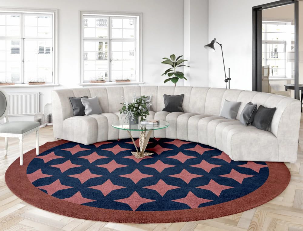 Minimalist Modern Round Area Rug 7ft Tan Brown Washable Large Round Rugs for Bedroom Living Room Diningroom Non Skid Circle Carpet Nordic Solid Decor Hallway Farmhouse Stain Resistant Floor Mat