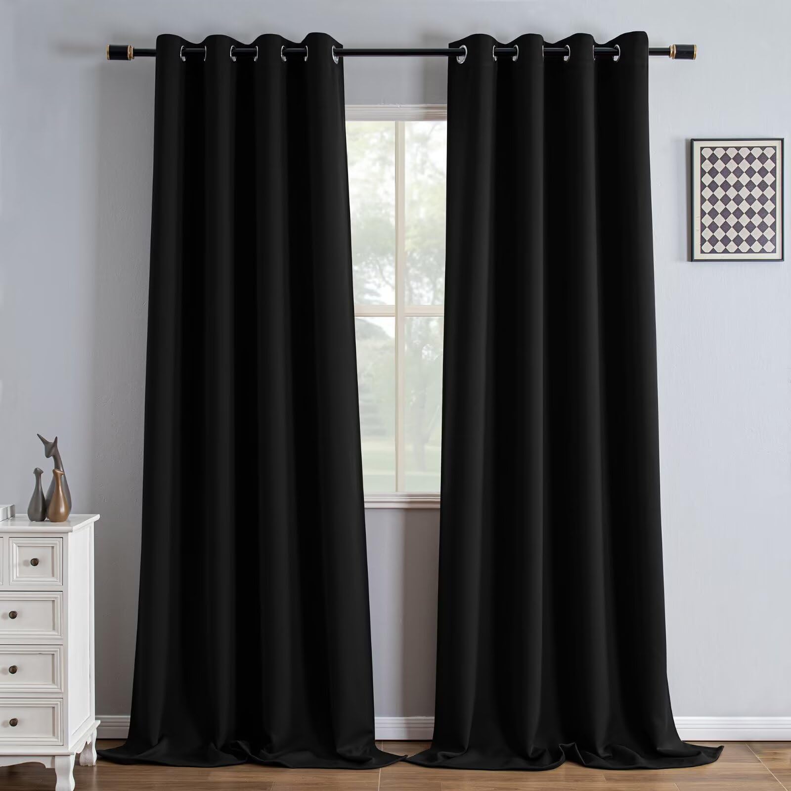 IGEMAEVE Cream Curtains 108 Inch Length 2 Panels Set, Light Filtering Curtains for Living Room 108 Inch Long, Grommet Energy Saving Semi Sheer Drapes for Bedroom Window(W52 x L108)