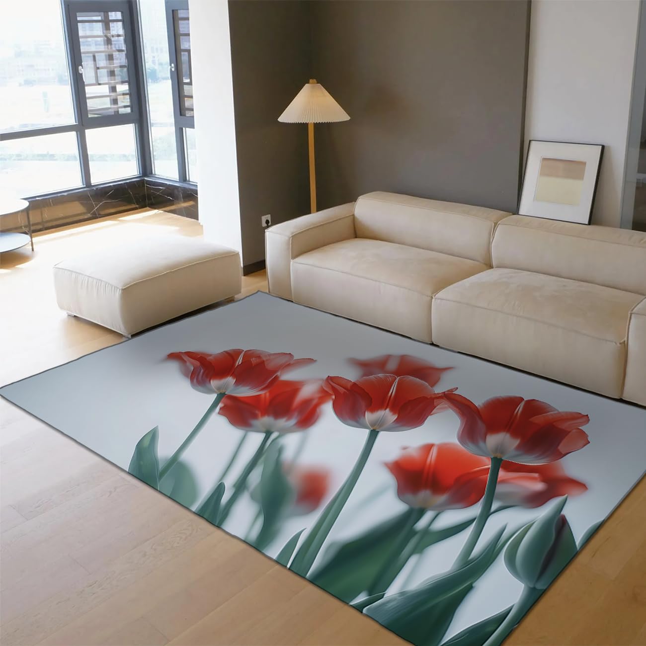 Modern Abstract 6x8ft Area Rugs Boho Area Rug Geometric Pattern Non Slip Rug Nordic Washable Foldable Rugs Low Pile Lightweight Floor Carpet for Living Room Bedroom Nursery Classroom
