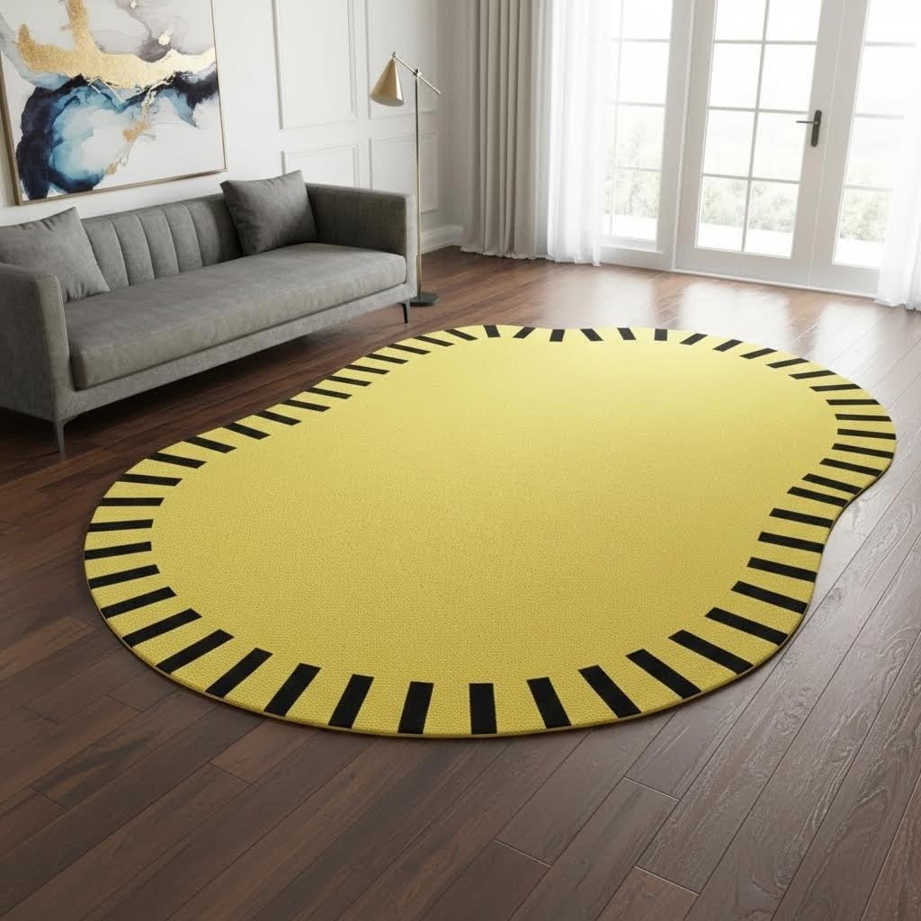 Nordic Style Abstract Shaped Lavender Purple Rug Modern Minimalist Non Slip Washable Area Rugs for Living Room Bedroom Kids Room Cozy Indoor Floor Decor Apartment Nursery Playroom Durable Carpet 7x10