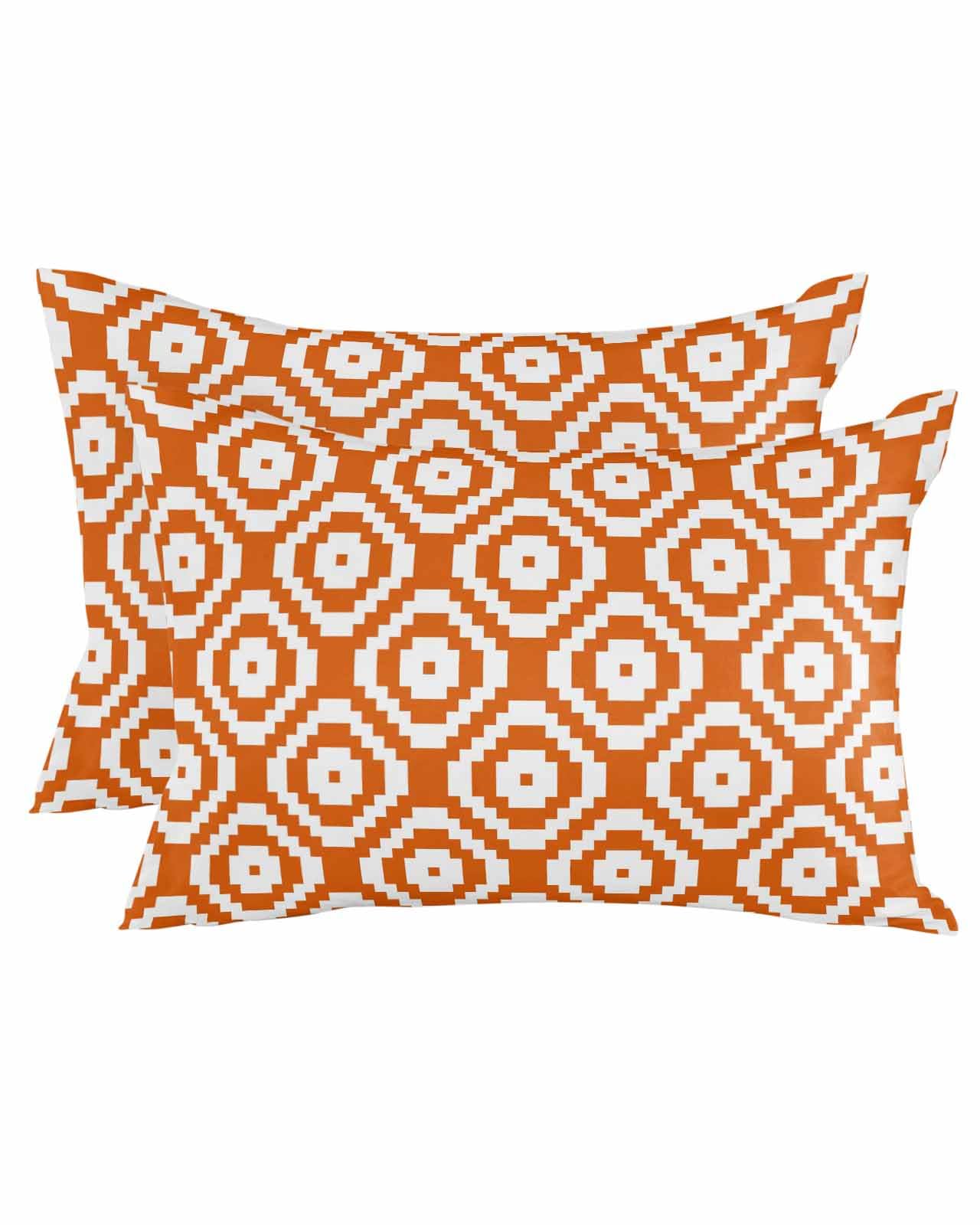 Throw Pillow 18x18 Inch, Orange White Geometric Waterproof Outdoor Pillow Covers with Insert, Modern Abstract Art Decorative Pillowcase Cushion Cases for Patio, Couch, Sofa, Bed