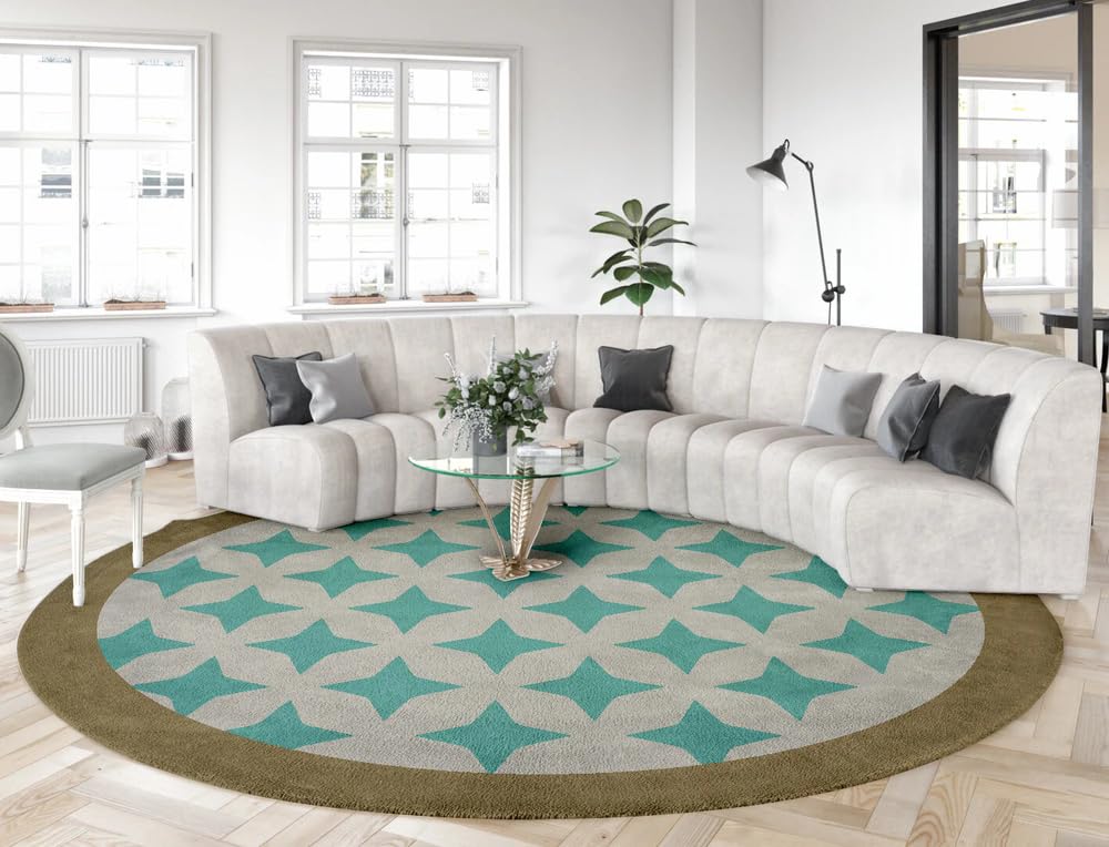 Minimalist Modern Round Area Rug 7ft Tan Brown Washable Large Round Rugs for Bedroom Living Room Diningroom Non Skid Circle Carpet Nordic Solid Decor Hallway Farmhouse Stain Resistant Floor Mat
