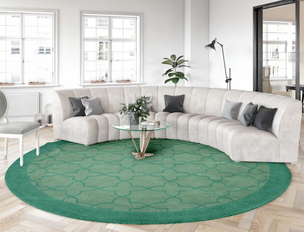 Minimalist Modern Round Area Rug 7ft Tan Brown Washable Large Round Rugs for Bedroom Living Room Diningroom Non Skid Circle Carpet Nordic Solid Decor Hallway Farmhouse Stain Resistant Floor Mat