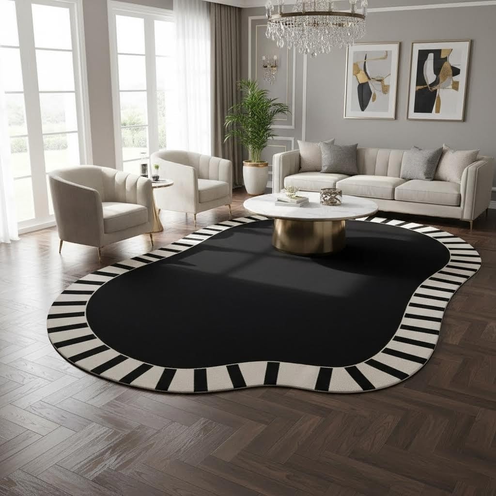 Nordic Style Abstract Shaped Lavender Purple Rug Modern Minimalist Non Slip Washable Area Rugs for Living Room Bedroom Kids Room Cozy Indoor Floor Decor Apartment Nursery Playroom Durable Carpet 7x10