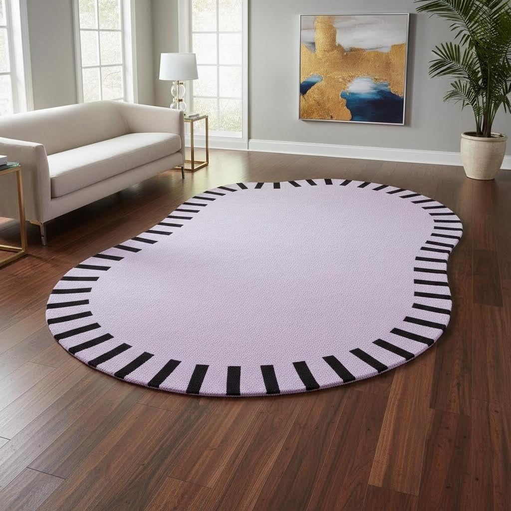 Nordic Style Abstract Shaped Lavender Purple Rug Modern Minimalist Non Slip Washable Area Rugs for Living Room Bedroom Kids Room Cozy Indoor Floor Decor Apartment Nursery Playroom Durable Carpet 7x10
