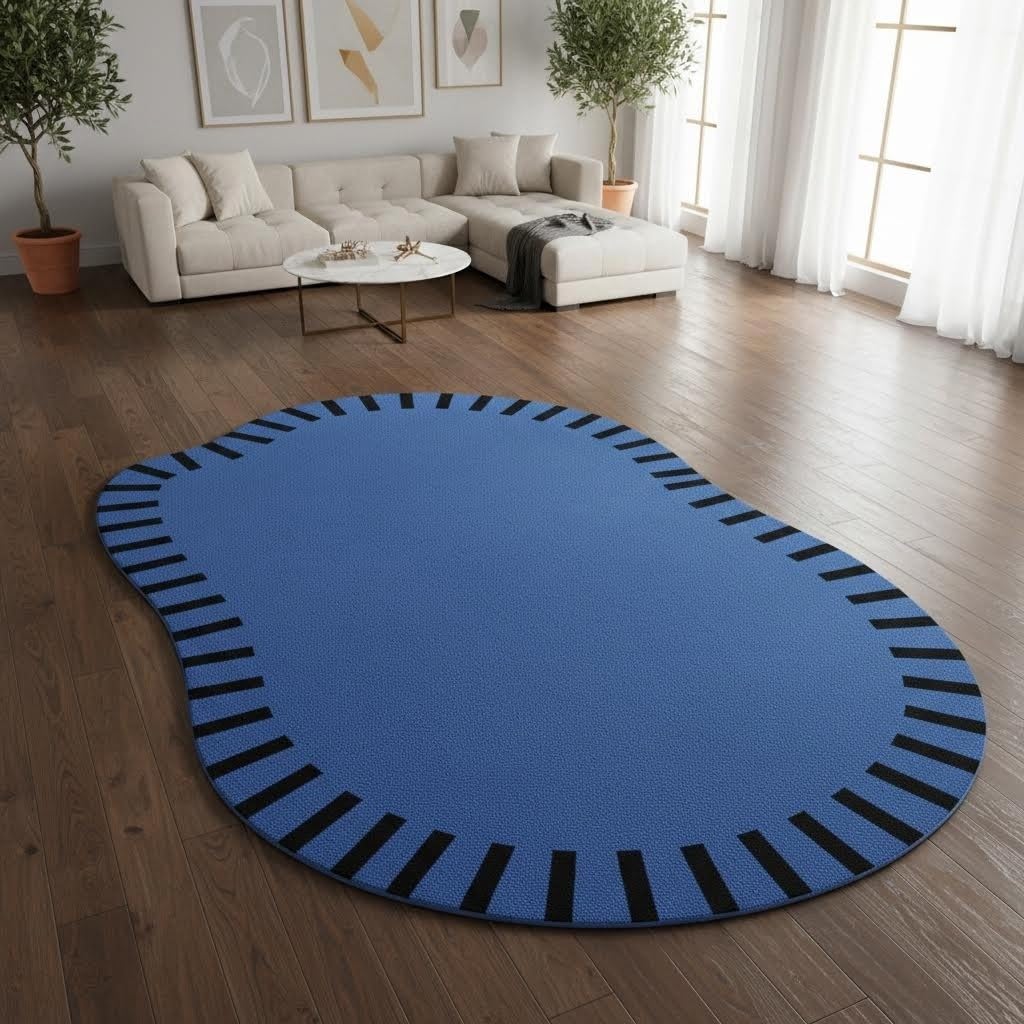 Nordic Style Abstract Shaped Lavender Purple Rug Modern Minimalist Non Slip Washable Area Rugs for Living Room Bedroom Kids Room Cozy Indoor Floor Decor Apartment Nursery Playroom Durable Carpet 7x10