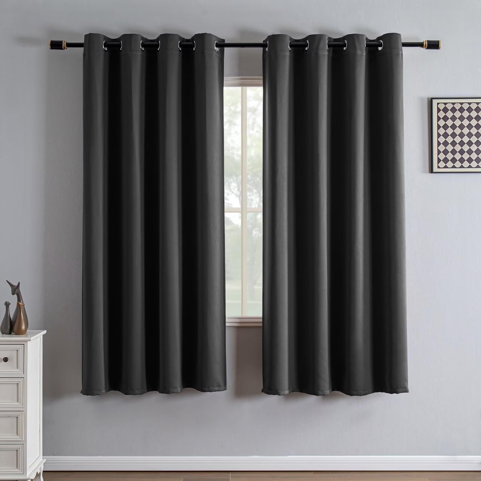 IGEMAEVE Cream Curtains 108 Inch Length 2 Panels Set, Light Filtering Curtains for Living Room 108 Inch Long, Grommet Energy Saving Semi Sheer Drapes for Bedroom Window(W52 x L108)