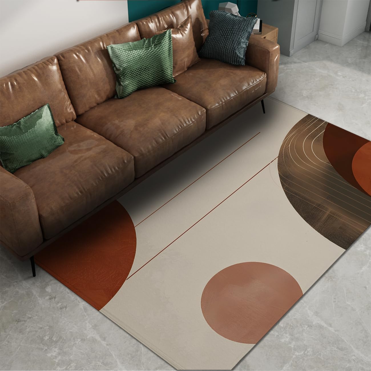 Modern Abstract 6x8ft Area Rugs Boho Area Rug Geometric Pattern Non Slip Rug Nordic Washable Foldable Rugs Low Pile Lightweight Floor Carpet for Living Room Bedroom Nursery Classroom