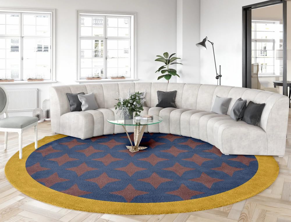 Minimalist Modern Round Area Rug 7ft Tan Brown Washable Large Round Rugs for Bedroom Living Room Diningroom Non Skid Circle Carpet Nordic Solid Decor Hallway Farmhouse Stain Resistant Floor Mat