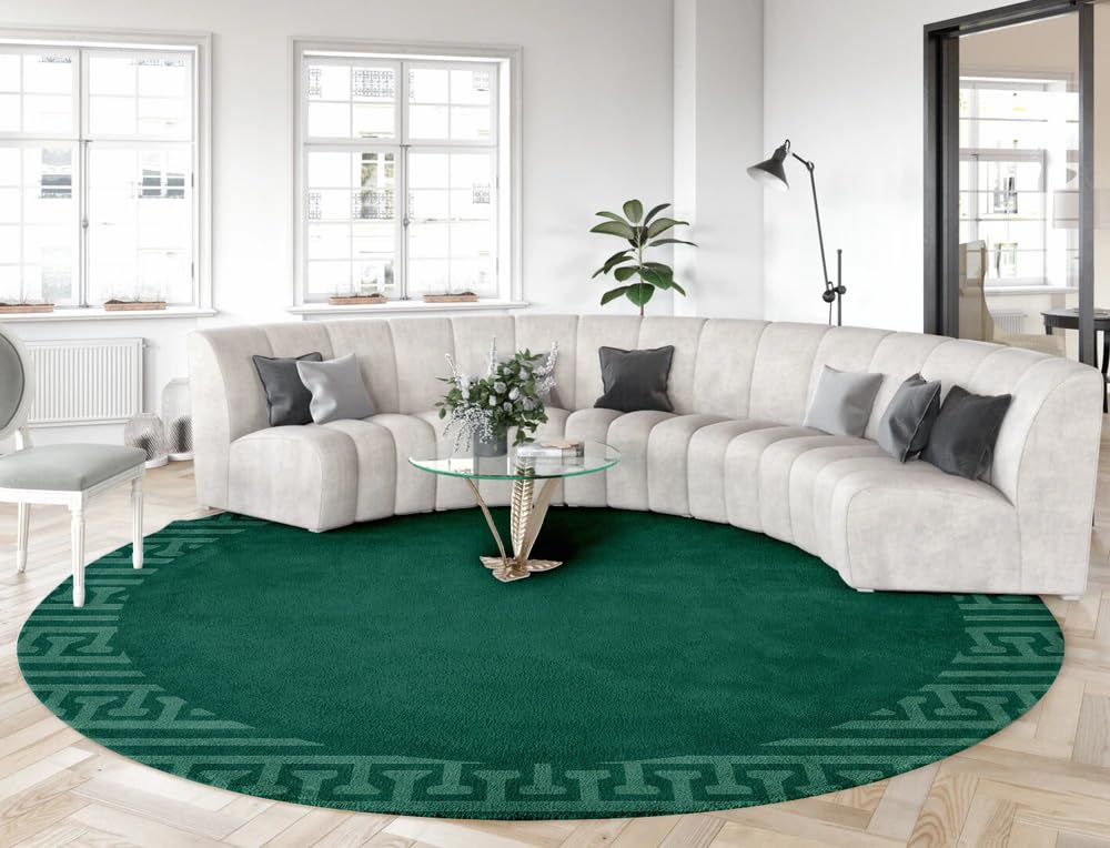Minimalist Modern Round Area Rug 7ft Tan Brown Washable Large Round Rugs for Bedroom Living Room Diningroom Non Skid Circle Carpet Nordic Solid Decor Hallway Farmhouse Stain Resistant Floor Mat
