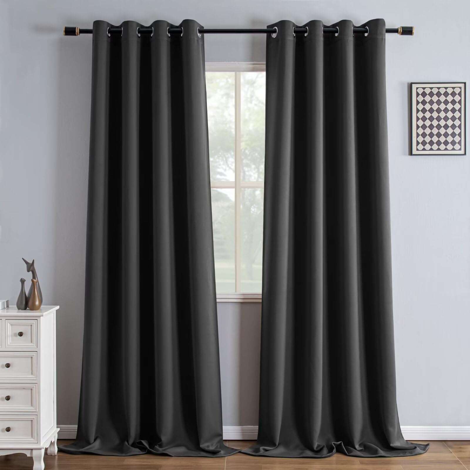 IGEMAEVE Cream Curtains 108 Inch Length 2 Panels Set, Light Filtering Curtains for Living Room 108 Inch Long, Grommet Energy Saving Semi Sheer Drapes for Bedroom Window(W52 x L108)
