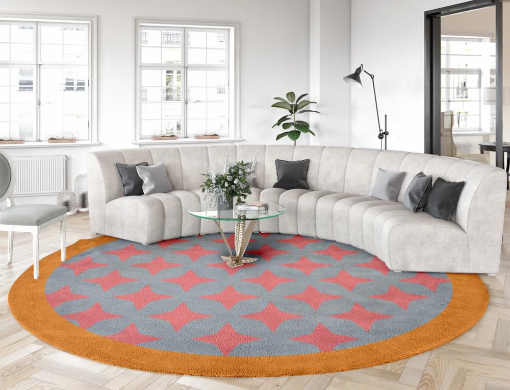 Minimalist Modern Round Area Rug 7ft Tan Brown Washable Large Round Rugs for Bedroom Living Room Diningroom Non Skid Circle Carpet Nordic Solid Decor Hallway Farmhouse Stain Resistant Floor Mat