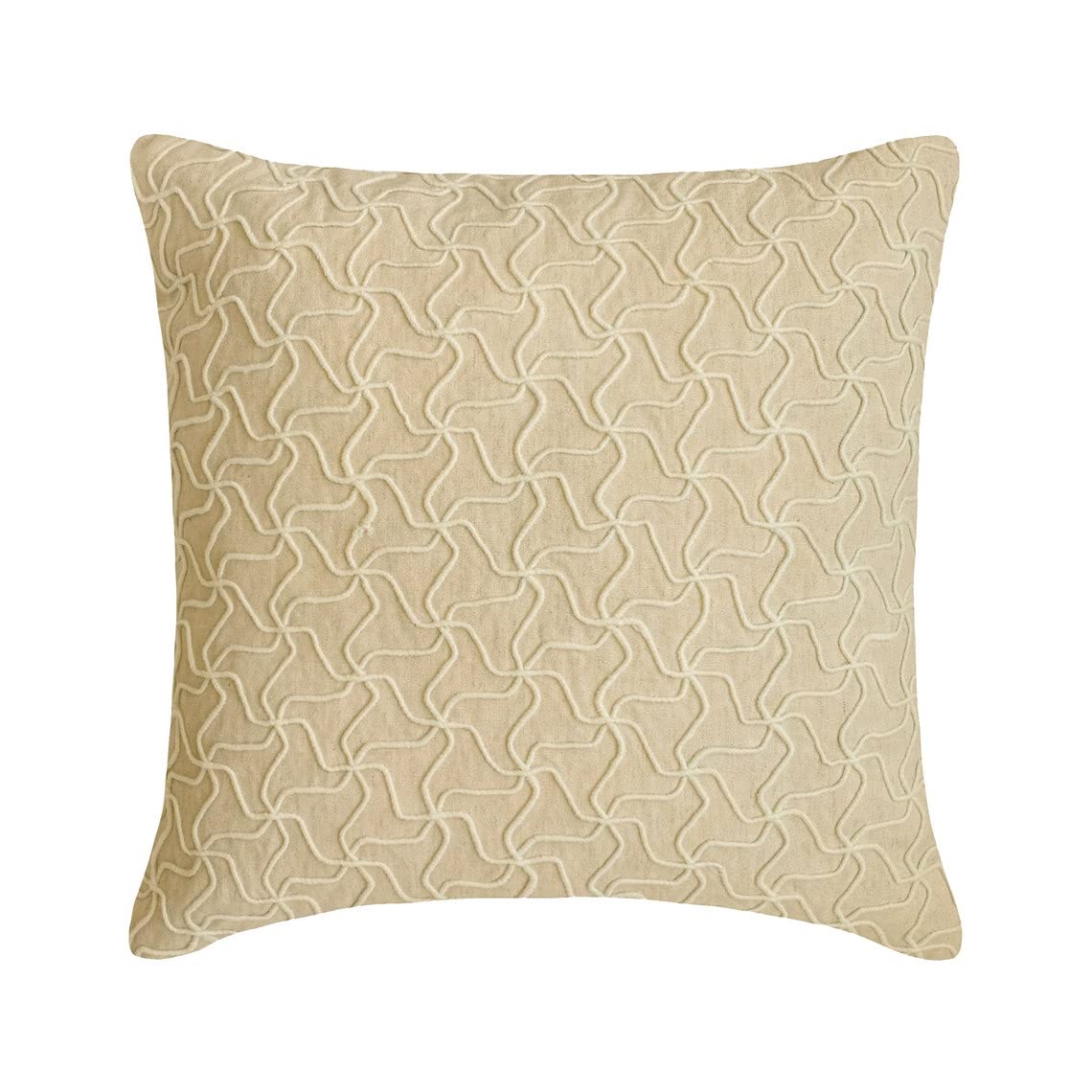 The HomeCentric Decorative Pillow Covers Beige Pack of 2, 20"x20" (50x50 cm) Linen Embroidery Cushion Covers for Sofa, Geometric Modern Style - Juliette