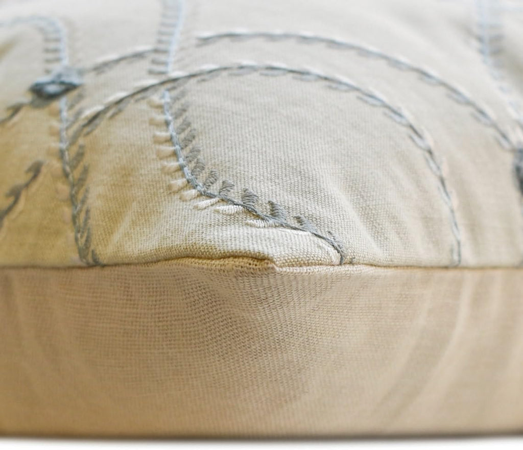 The HomeCentric Decorative Pillow Covers Beige Pack of 2, 20"x20" (50x50 cm) Linen Embroidery Cushion Covers for Sofa, Geometric Modern Style - Juliette