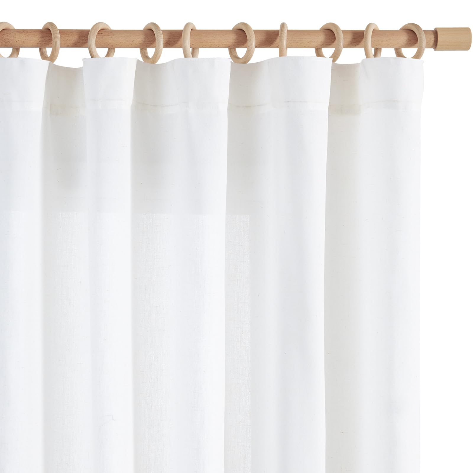 Linen Curtains for Living Room Bedroom 84 Inches Long Thick Linen Textured Beige Curtains Light Filtering Natural Semi Sheer Farmhouse Window Drapes, Country Rustic Drapes 2 Panels Back Tab/Rod Pocket