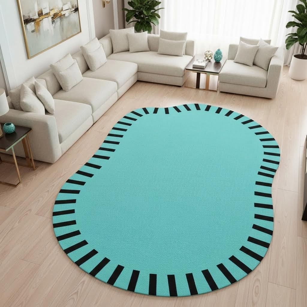Nordic Style Abstract Shaped Lavender Purple Rug Modern Minimalist Non Slip Washable Area Rugs for Living Room Bedroom Kids Room Cozy Indoor Floor Decor Apartment Nursery Playroom Durable Carpet 7x10