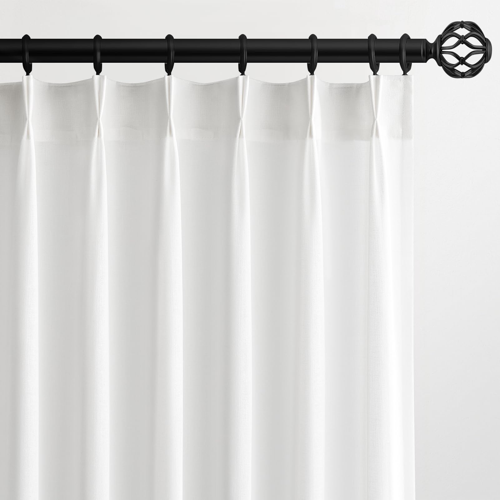 Topfinel 102 Inch Curtains 2 Panels Set,Two Packs Pinch Pleat Back Tab Linen Window Semi Sheer Privacy Thick Decorative Curtain Drapes for Living Room Bedroom,40x102 in Long,Ivory/Off White