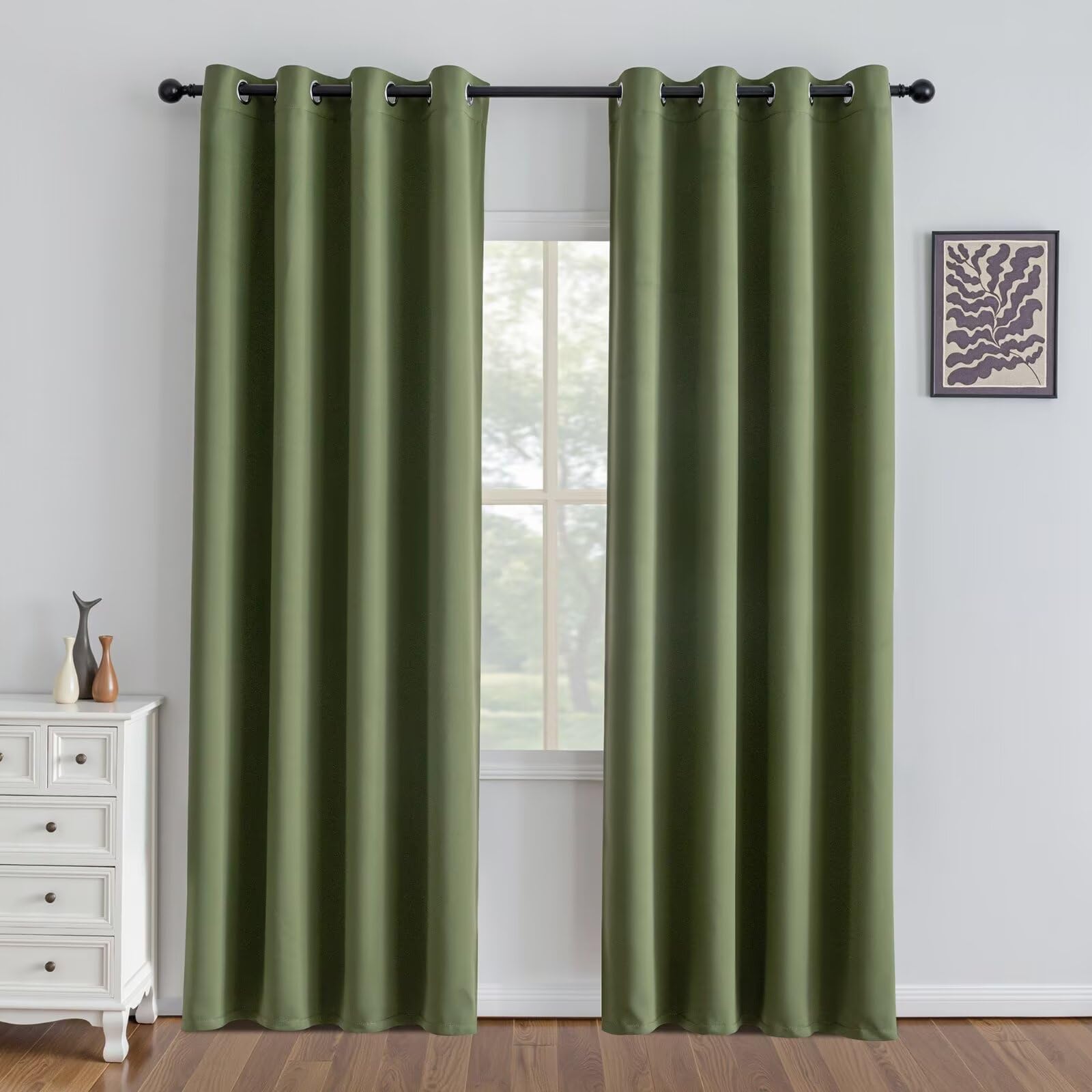 IGEMAEVE Cream Curtains 108 Inch Length 2 Panels Set, Light Filtering Curtains for Living Room 108 Inch Long, Grommet Energy Saving Semi Sheer Drapes for Bedroom Window(W52 x L108)