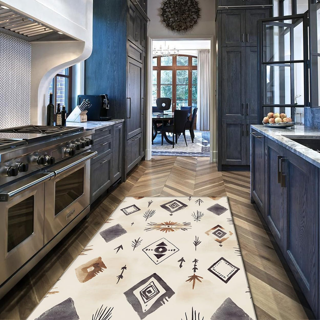 Southwestern Area Rugs 5x7ft Washable Arrow Rug Non Slip Low Pile Abstract Throw Floor Mat Nordic Indoor Carpet for Entryway Aesthetic Boho Home Bedroom Thin Artistic Rugs for Playroom