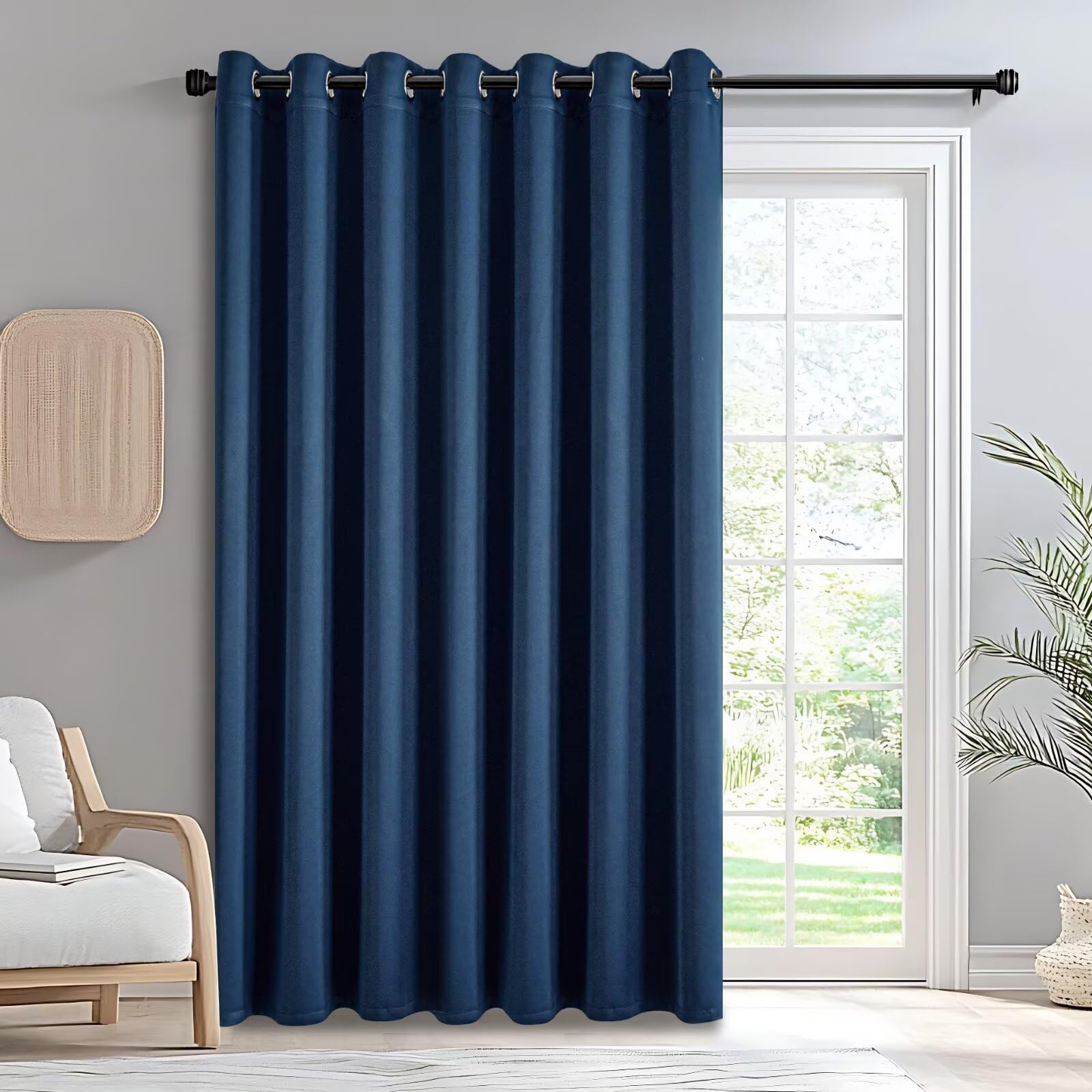 IGEMAEVE Cream Curtains 108 Inch Length 2 Panels Set, Light Filtering Curtains for Living Room 108 Inch Long, Grommet Energy Saving Semi Sheer Drapes for Bedroom Window(W52 x L108)