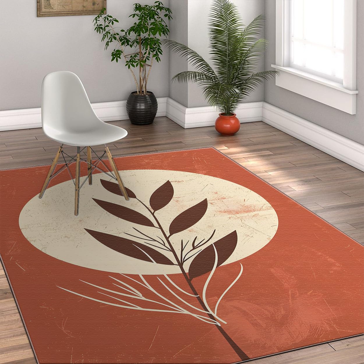 Modern Abstract 6x8ft Area Rugs Boho Area Rug Geometric Pattern Non Slip Rug Nordic Washable Foldable Rugs Low Pile Lightweight Floor Carpet for Living Room Bedroom Nursery Classroom