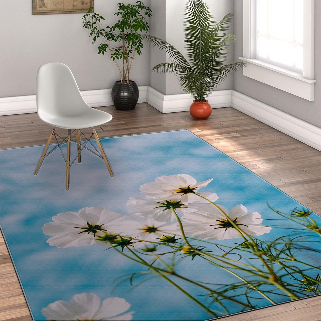 Modern Abstract 6x8ft Area Rugs Boho Area Rug Geometric Pattern Non Slip Rug Nordic Washable Foldable Rugs Low Pile Lightweight Floor Carpet for Living Room Bedroom Nursery Classroom