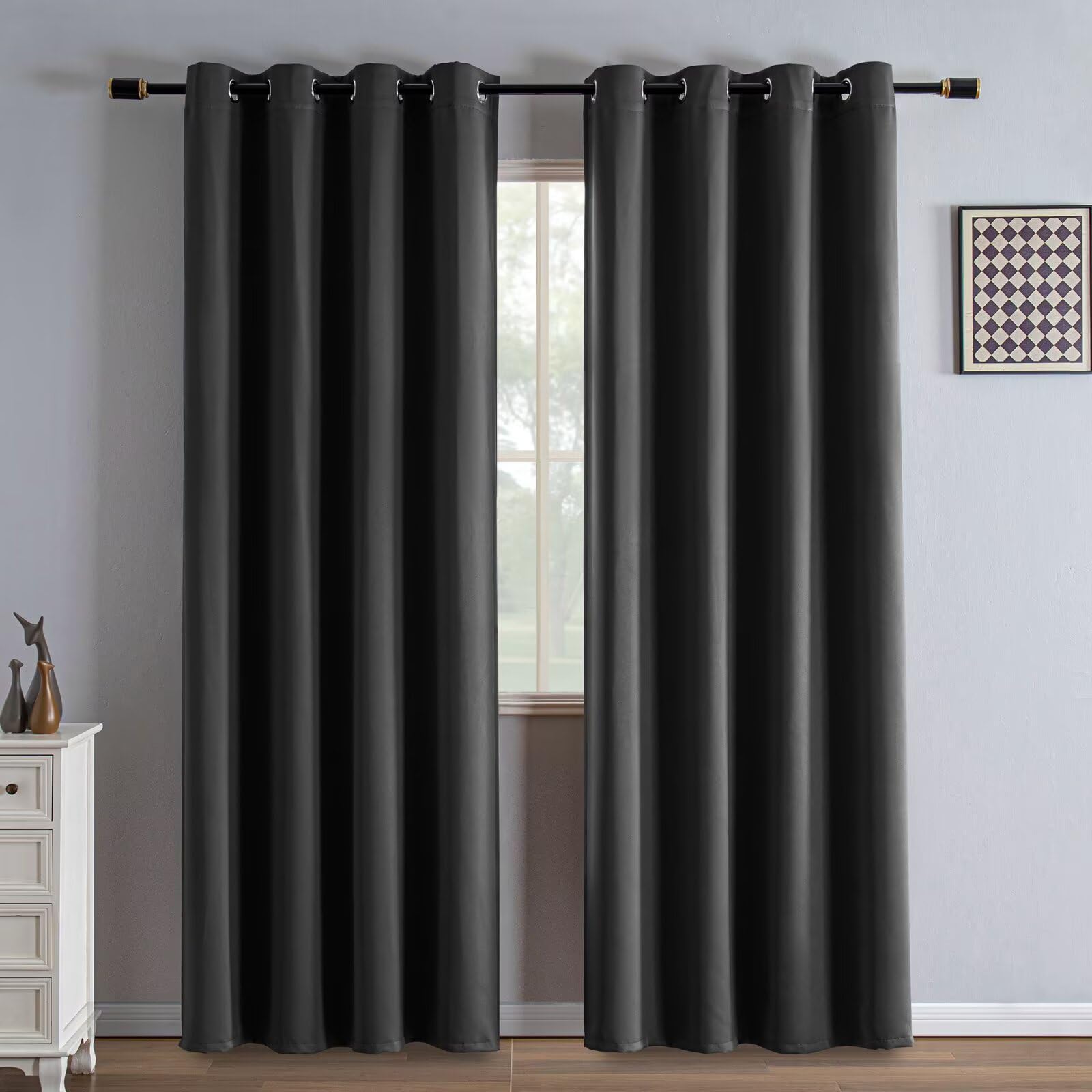 IGEMAEVE Cream Curtains 108 Inch Length 2 Panels Set, Light Filtering Curtains for Living Room 108 Inch Long, Grommet Energy Saving Semi Sheer Drapes for Bedroom Window(W52 x L108)