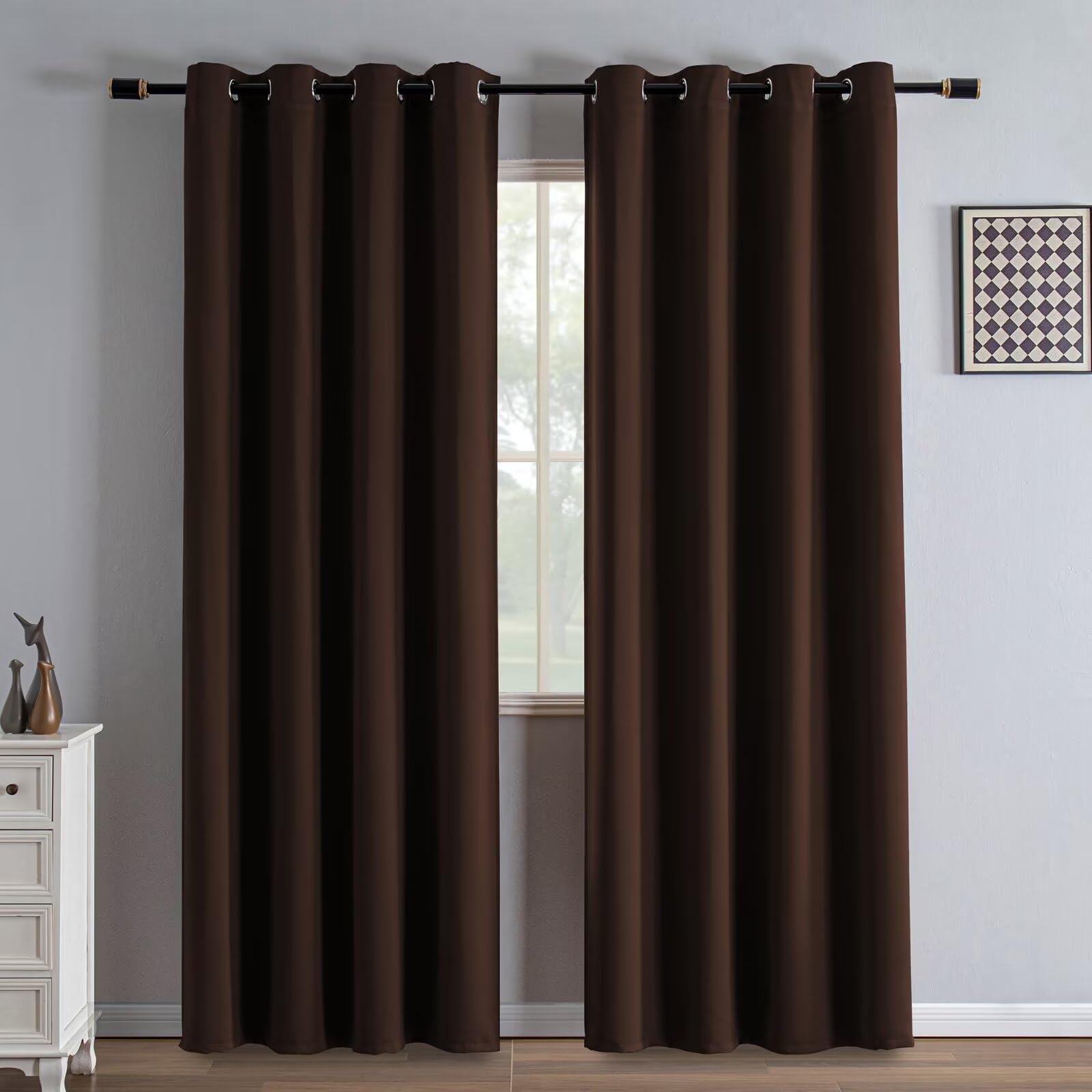 IGEMAEVE Cream Curtains 108 Inch Length 2 Panels Set, Light Filtering Curtains for Living Room 108 Inch Long, Grommet Energy Saving Semi Sheer Drapes for Bedroom Window(W52 x L108)