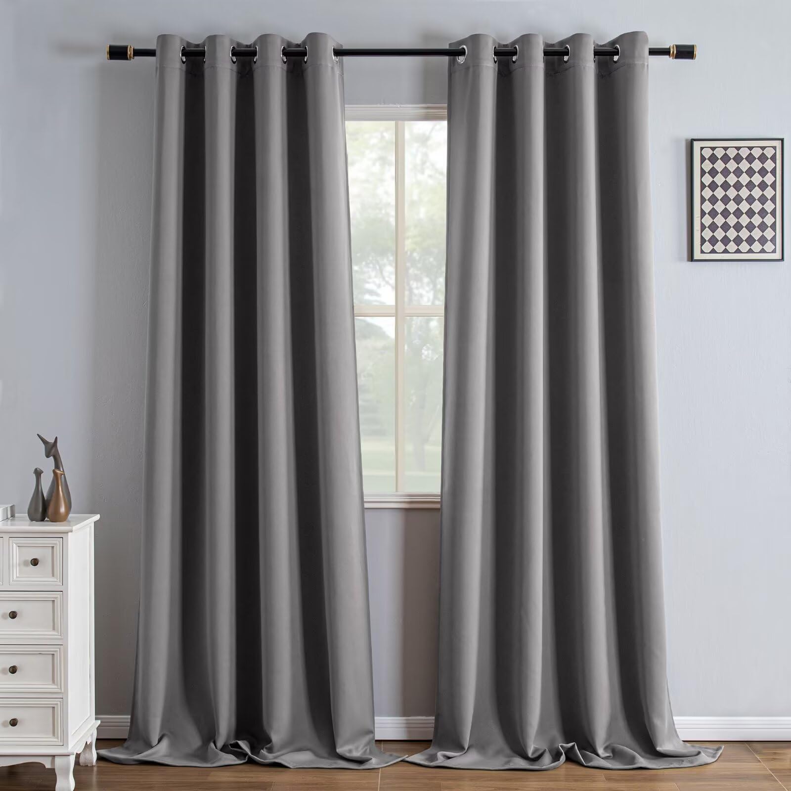 IGEMAEVE Cream Curtains 108 Inch Length 2 Panels Set, Light Filtering Curtains for Living Room 108 Inch Long, Grommet Energy Saving Semi Sheer Drapes for Bedroom Window(W52 x L108)