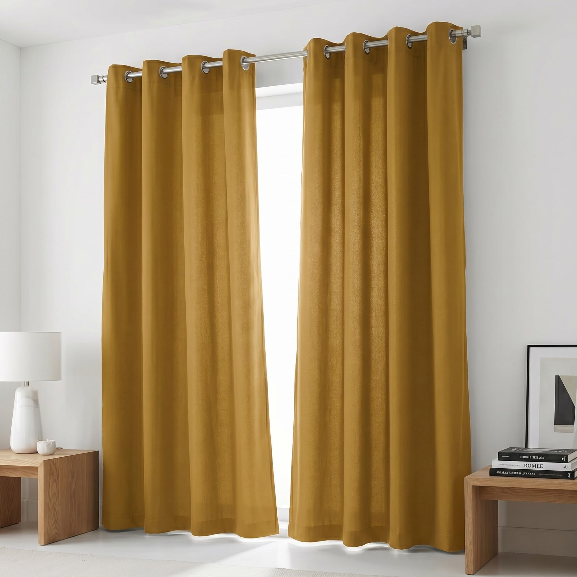Cotton Curtains Long Durable Grommet with 2 panels 84 LengthX50 Width Inches Black/White|Sheer Backdrop Window Curtain|Livingroom|Bedroom|Kitchen Decor Soft Pre-Washed Semi Black-out| Shading Drapes