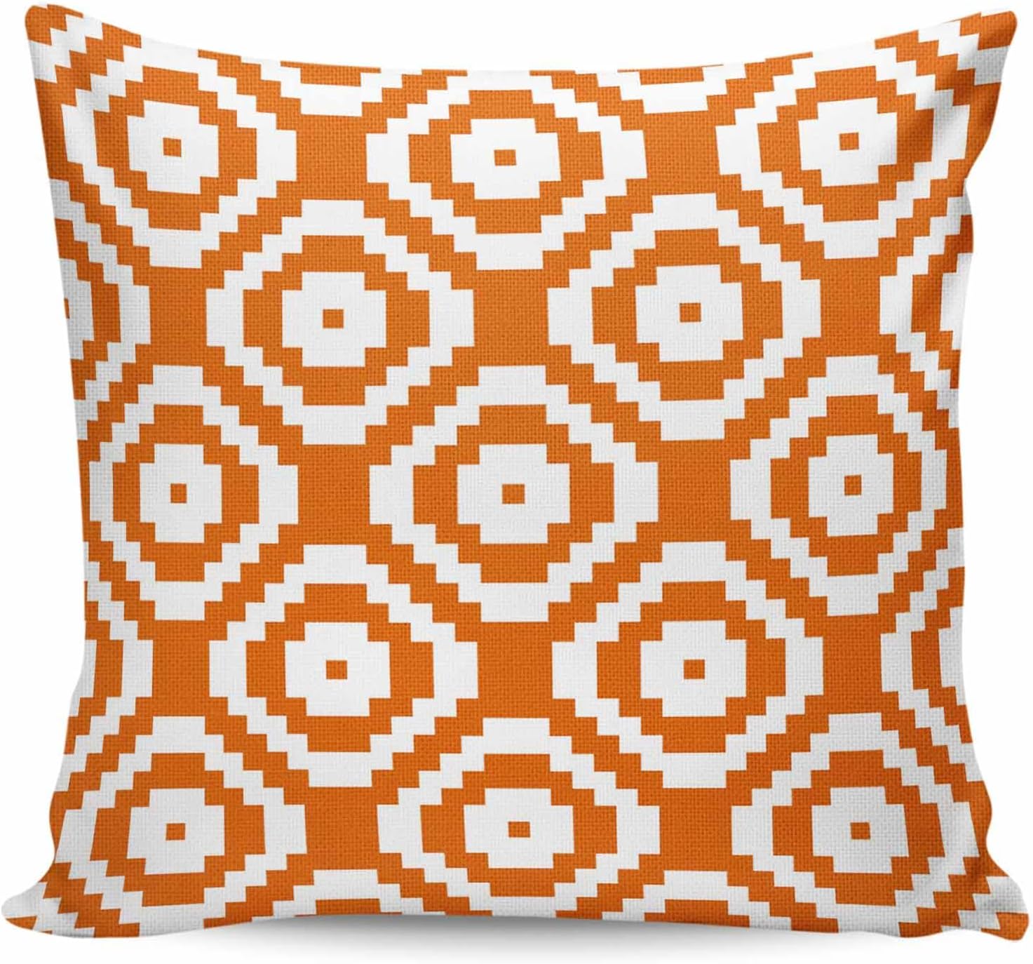 Throw Pillow 18x18 Inch, Orange White Geometric Waterproof Outdoor Pillow Covers with Insert, Modern Abstract Art Decorative Pillowcase Cushion Cases for Patio, Couch, Sofa, Bed