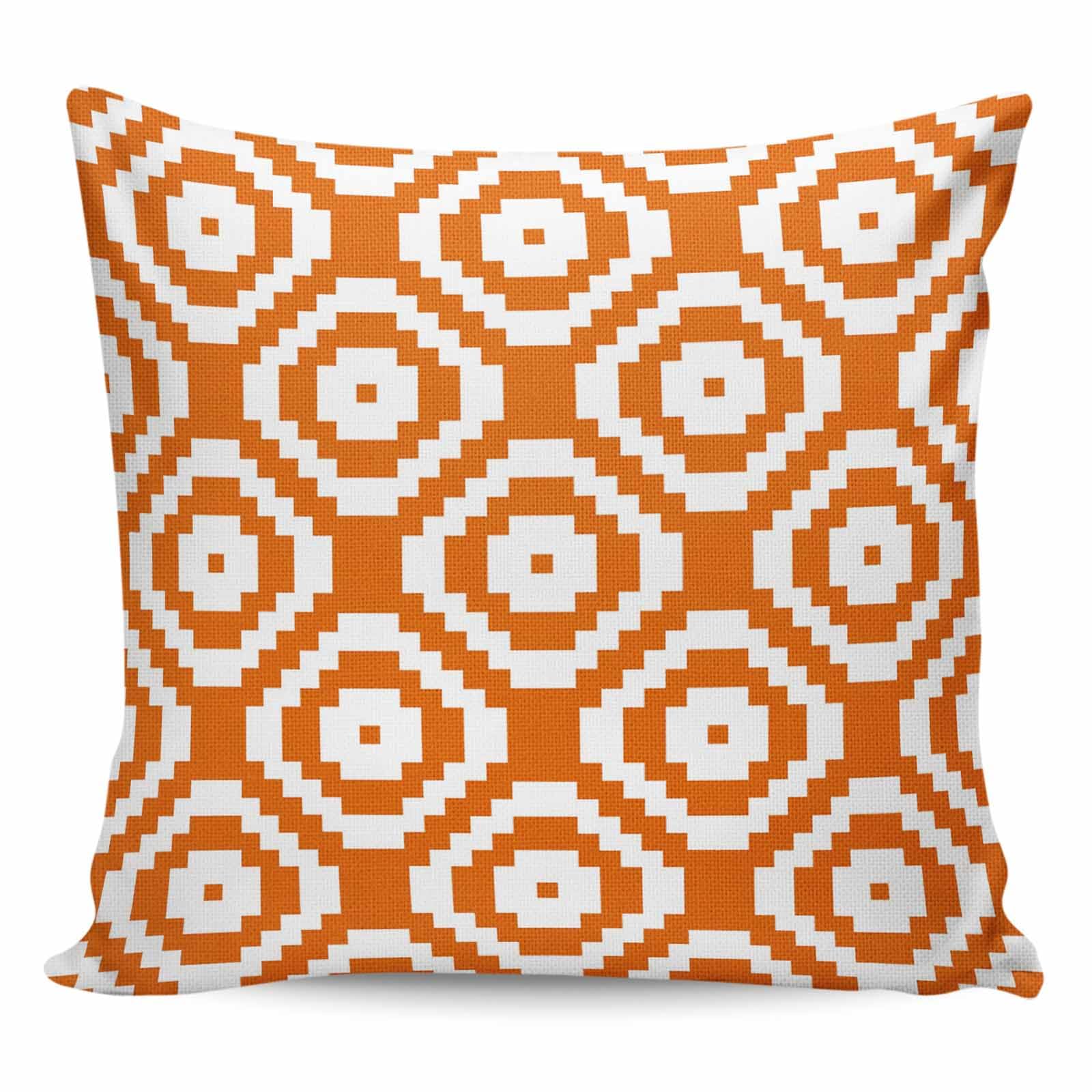 Throw Pillow 18x18 Inch, Orange White Geometric Waterproof Outdoor Pillow Covers with Insert, Modern Abstract Art Decorative Pillowcase Cushion Cases for Patio, Couch, Sofa, Bed