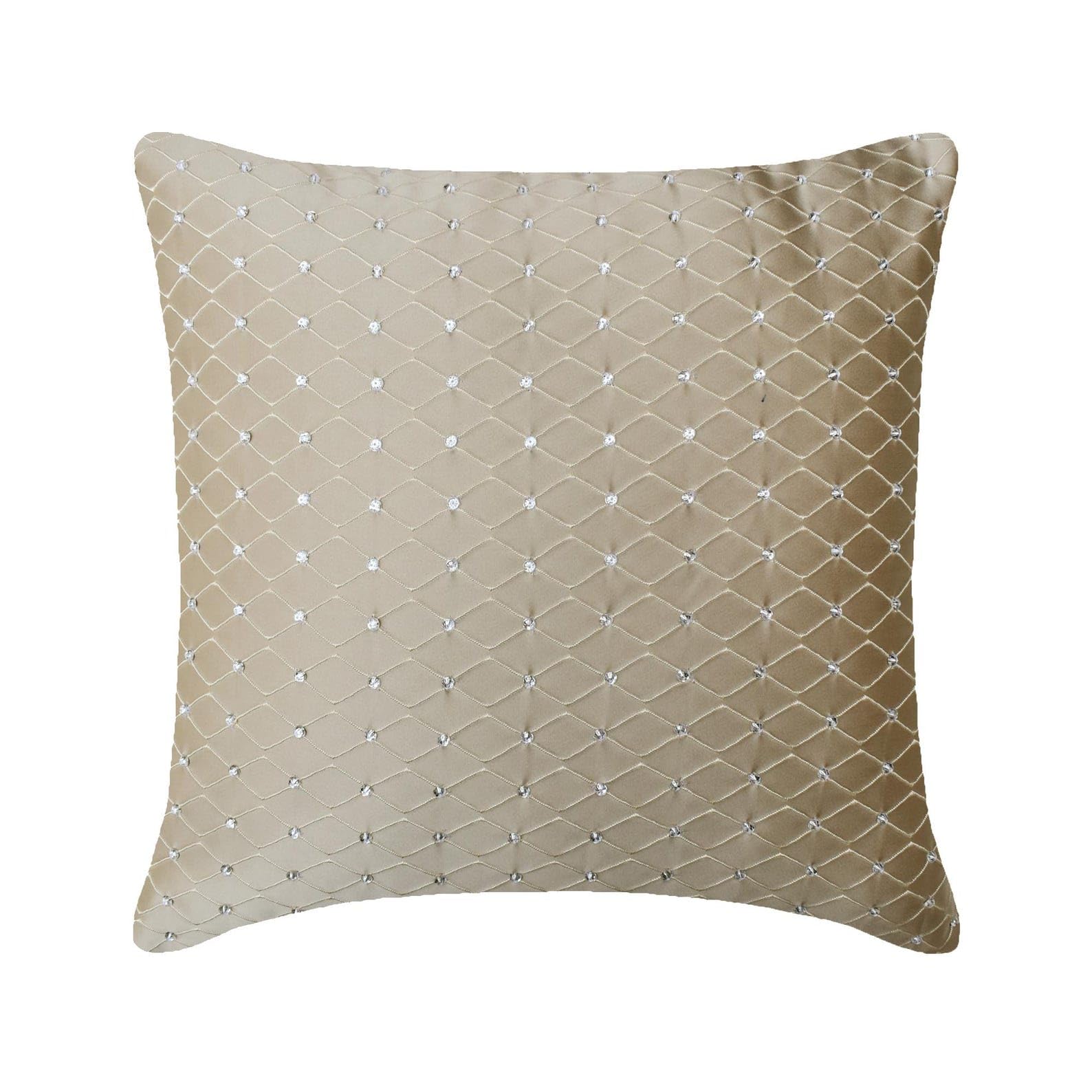 The HomeCentric Decorative Pillow Covers Beige Pack of 2, 20"x20" (50x50 cm) Linen Embroidery Cushion Covers for Sofa, Geometric Modern Style - Juliette