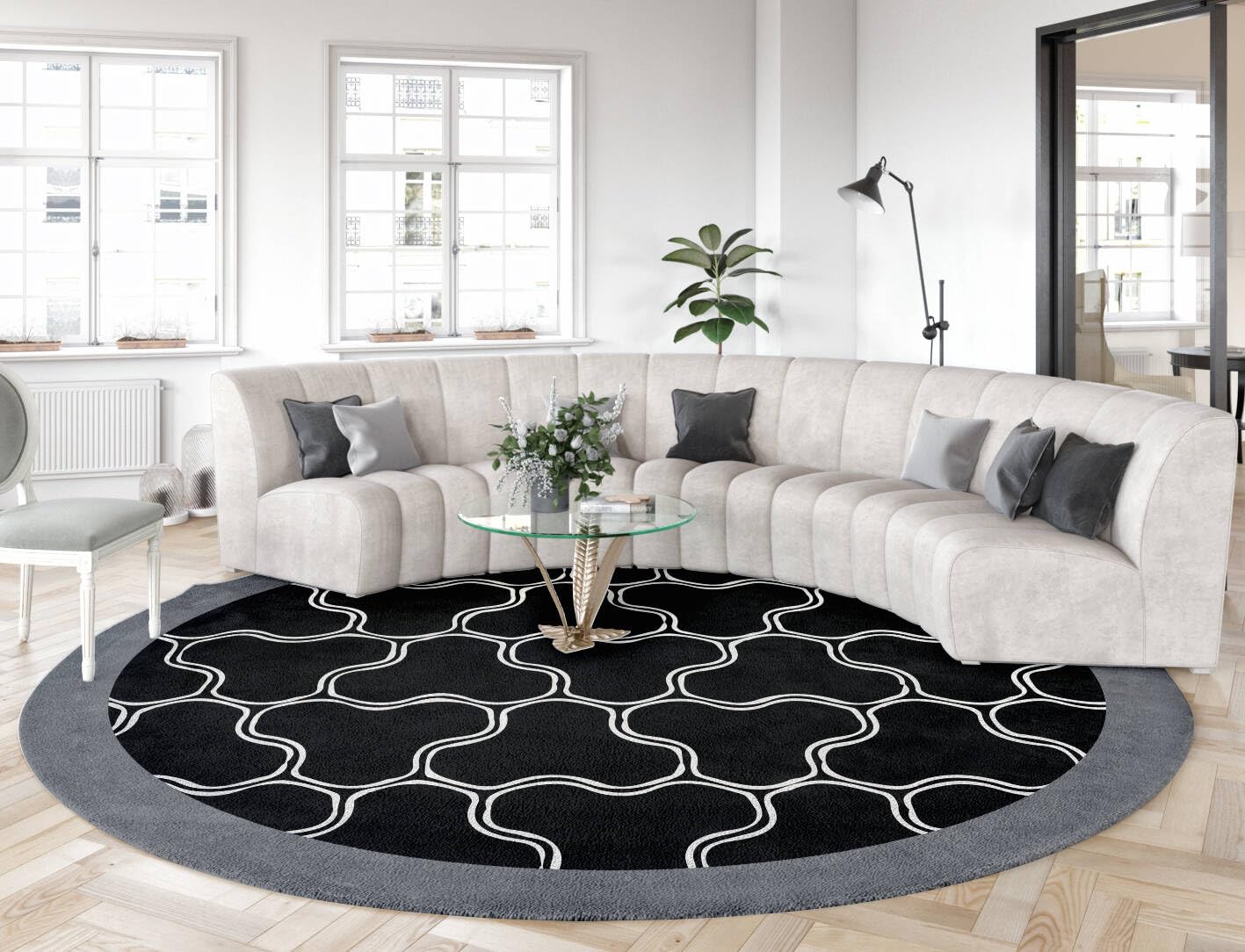 Minimalist Modern Round Area Rug 7ft Tan Brown Washable Large Round Rugs for Bedroom Living Room Diningroom Non Skid Circle Carpet Nordic Solid Decor Hallway Farmhouse Stain Resistant Floor Mat