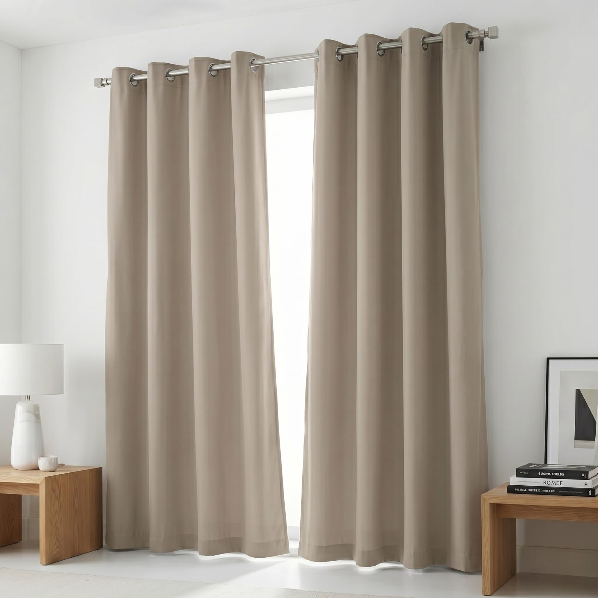 Cotton Curtains Long Durable Grommet with 2 panels 84 LengthX50 Width Inches Black/White|Sheer Backdrop Window Curtain|Livingroom|Bedroom|Kitchen Decor Soft Pre-Washed Semi Black-out| Shading Drapes