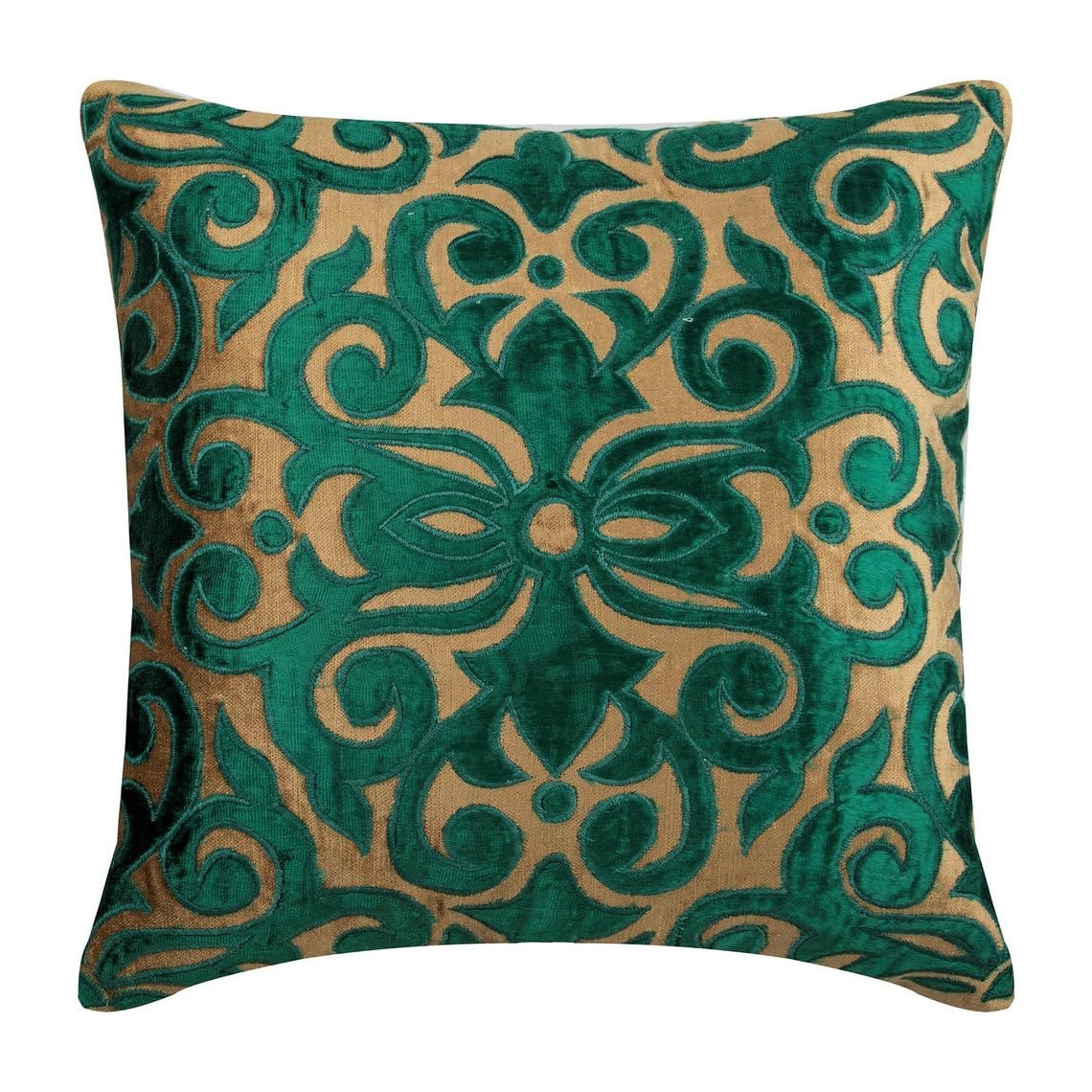 The HomeCentric Decorative Pillow Covers Beige Pack of 2, 20"x20" (50x50 cm) Linen Embroidery Cushion Covers for Sofa, Geometric Modern Style - Juliette
