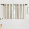 RYB HOME Semi Sheer Curtains - Linen Blend Privacy Curtains Sheer Window Treatment Drapes Farmhouse Decor for Bedroom Living Room Sliding Glass Door, 52 inch Wide x 95 inch Long 2 Panels, Linen