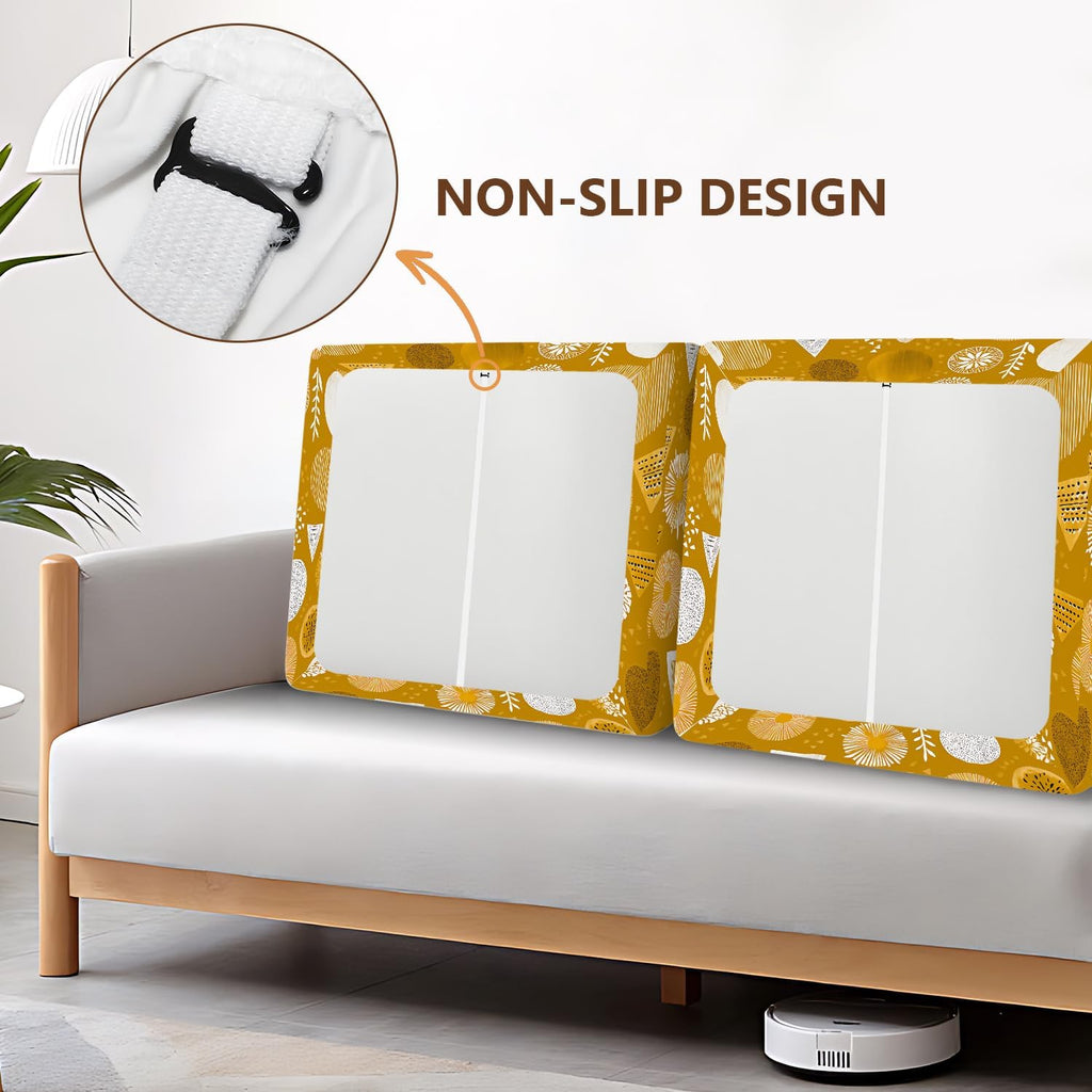 Geometric Pattern Couch Cushion Cover, Abstract Circle Triangle Design Sofa Cushion Slipcover, Stretch Furniture Protector, Soft Removable Washable Seat Cover for Sofa,3PCs