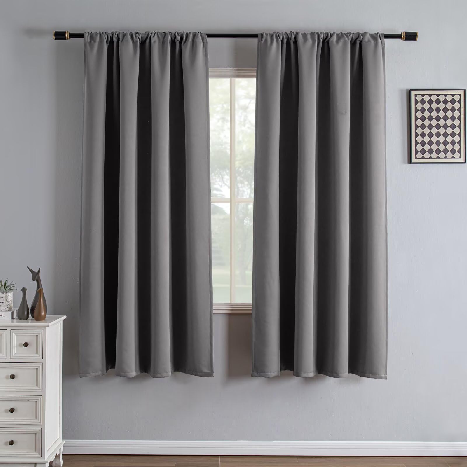 IGEMAEVE Cream Curtains 108 Inch Length 2 Panels Set, Light Filtering Curtains for Living Room 108 Inch Long, Grommet Energy Saving Semi Sheer Drapes for Bedroom Window(W52 x L108)
