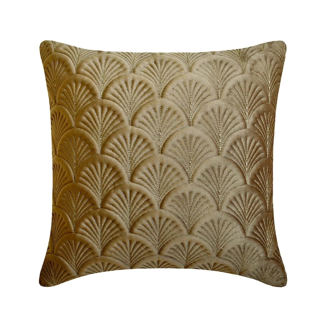 The HomeCentric Decorative Pillow Covers Beige Pack of 2, 20"x20" (50x50 cm) Linen Embroidery Cushion Covers for Sofa, Geometric Modern Style - Juliette